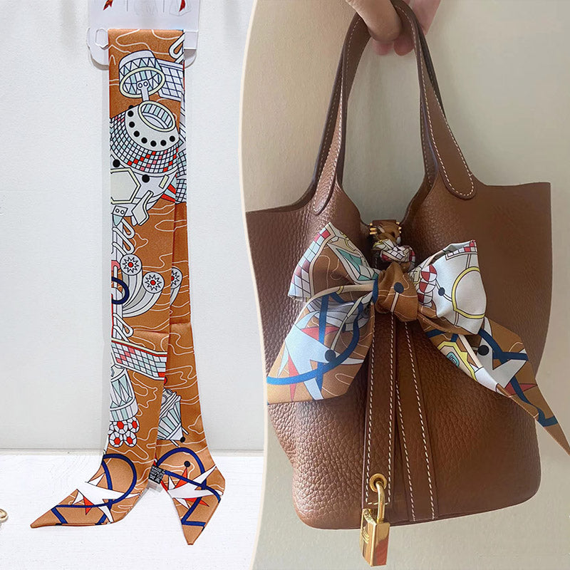 Bufanda con asa para bolso con lazo estampado de moda