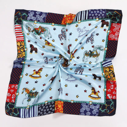 Bufanda de satén cuadrada grande estampada a la moda para mujer con hermoso patrón floral