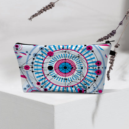 Bolsa de cosméticos portátil con diseño de mal de ojo para mujer