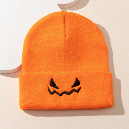 Gorro de punto con mueca bordada de Halloween