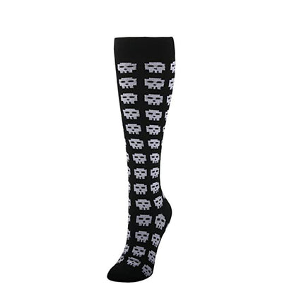 Chaussettes de sport de compression amusantes pour femmes avec motif tête de mort pour Halloween