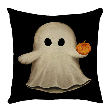 Halloween Cartoon Ghost Pumpkin Print Sofa Cushion Cover