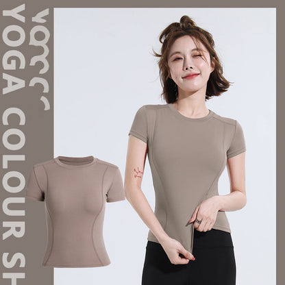T-shirt de sport décontracté à col rond pour femme