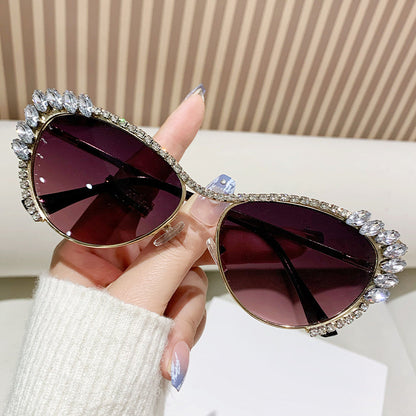 Gafas de sol de moda con diamantes de imitación de metal