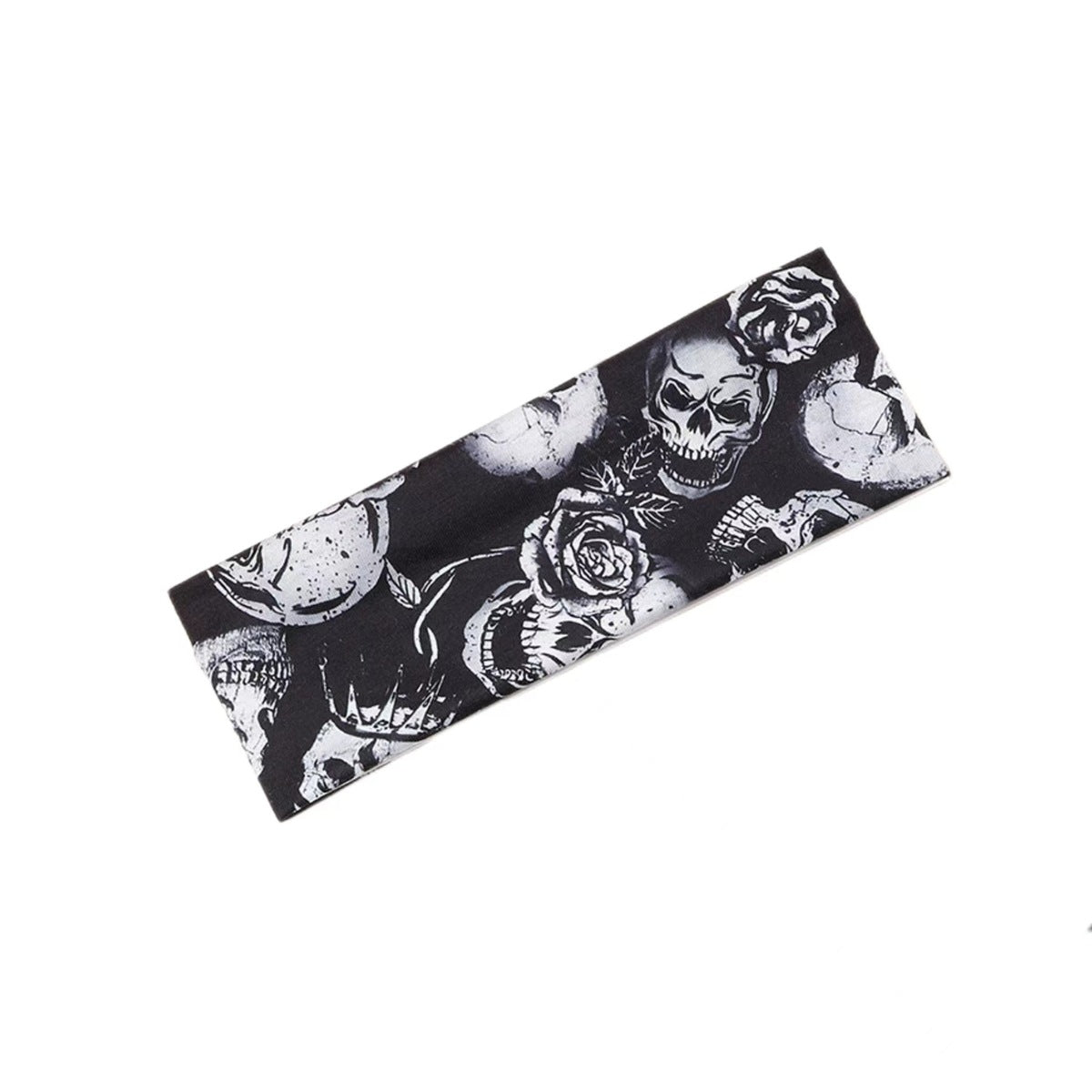 Bandeau de yoga pour cheveux en tissu éponge motif crâne d'Halloween, citrouille et toile d'araignée