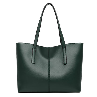 Sac fourre-tout en PU de grande capacité pour femme, couleur unie, avec fermeture éclair