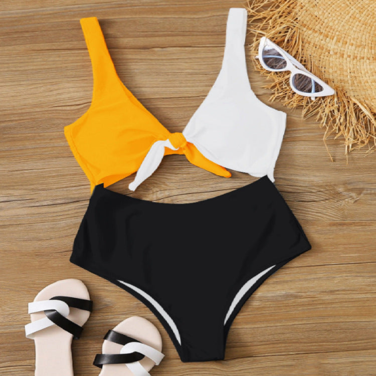 Women Summer Vacation Color Blocking Triangle Swimsuit