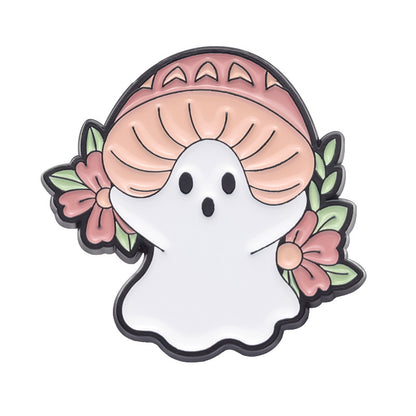 Gothic White Funny Ghost Brooch Halloween Pumpkin Metal Badge