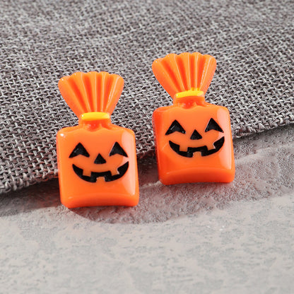Pendientes unisex de plástico con forma de calabaza y fantasma para Halloween