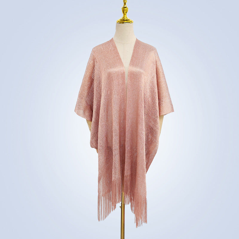 Summer Women's Fashion Solid Color Tassel Cardigan