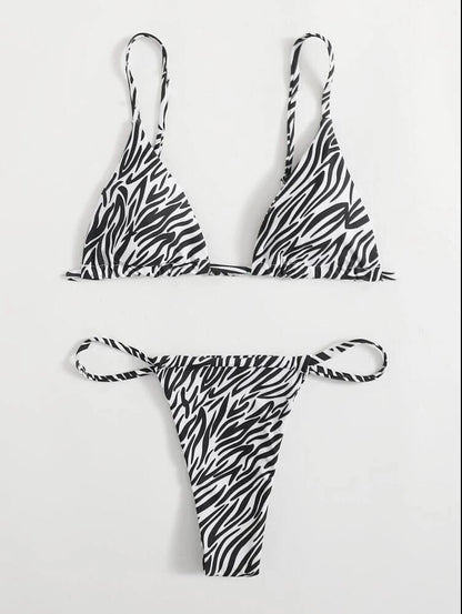 Ensemble de maillot de bain bikini sexy à rayures pour femme, mode été