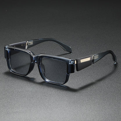 Gafas de sol cuadradas de montura gruesa en azul polvoriento: estilo de personalidad de moda