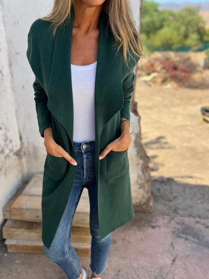 Manteau en laine pour femme automne-hiver avec col à revers