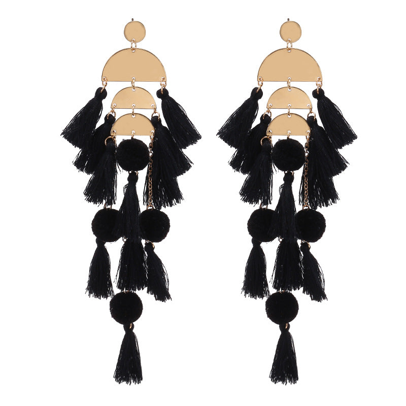 Pendientes bohemios con borlas multicapa para mujer