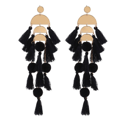 Pendientes bohemios con borlas multicapa para mujer