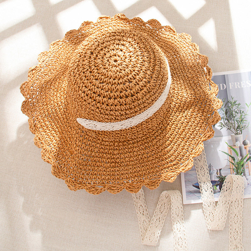 Sombrero tejido para el sol de playa para vacaciones de verano para mujer