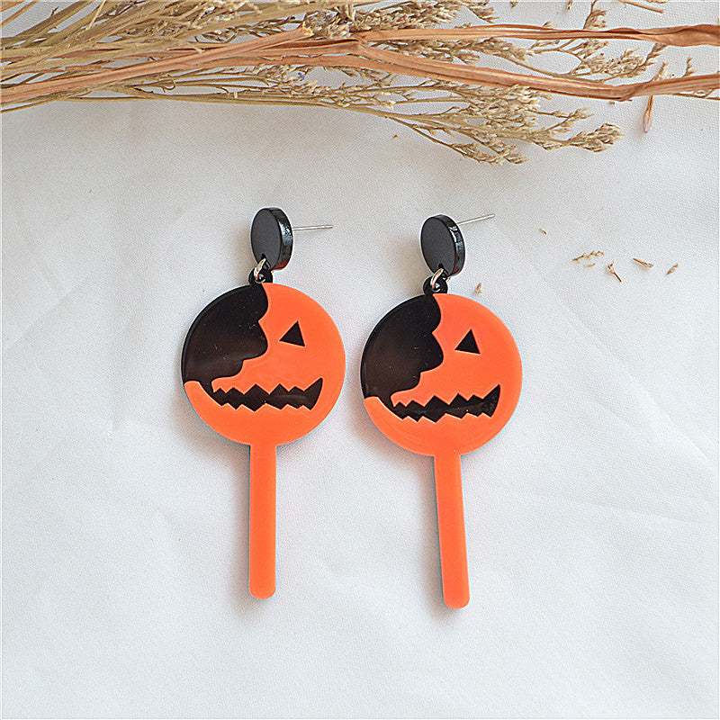 Pendientes colgantes de acrílico con diseño de esqueleto de Halloween para mujer
