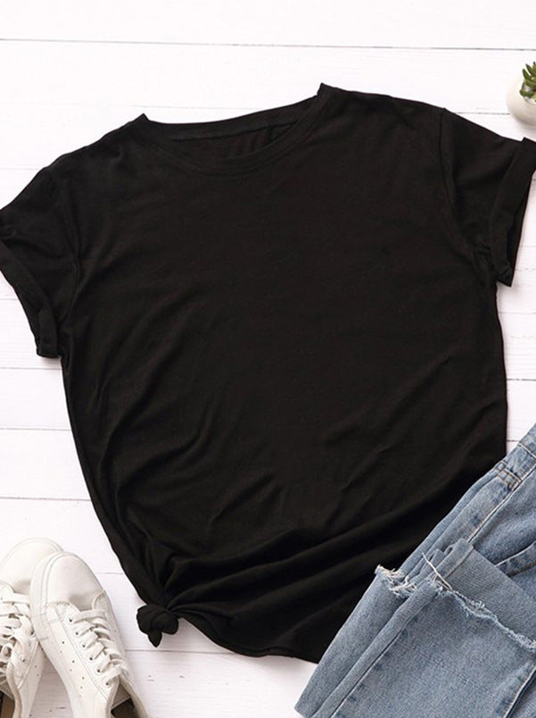 Camiseta básica sencilla de verano para mujer, color liso y en blanco