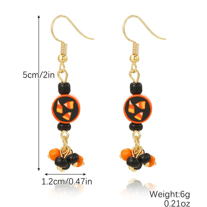 Halloween Women Creative Pumpkin Skull Bat Earrings