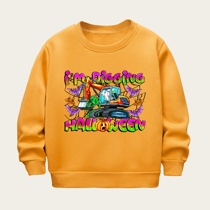 Kids Toddler Boys Girls Fleece Cartoon Print Sweatshirt