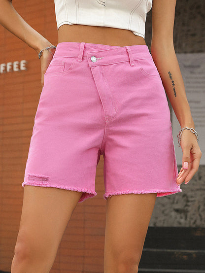 Short en jean ample taille haute pour femme