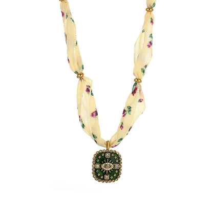 Collar con colgante de bufanda de seda con aceite multicolor a la moda para mujer