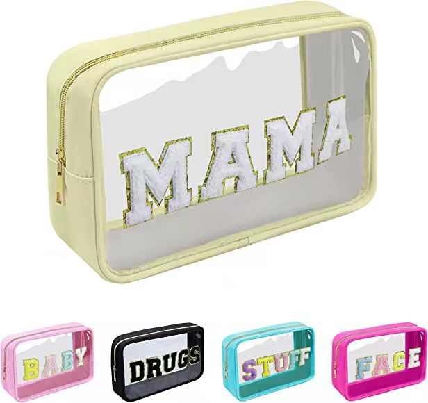 Bolsa de cosméticos con letras sencillas para mujer