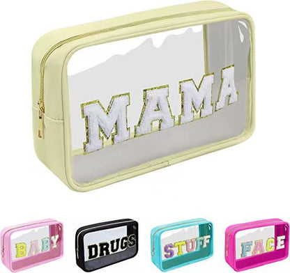 Bolsa de cosméticos con letras sencillas para mujer
