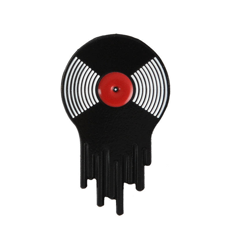 Broche en alliage motif tête de mort pour lecteur de disque rétro, mode Halloween pour femme