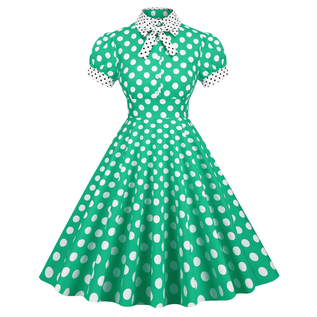 Vestido midi elegante con estampado de lunares para mujer