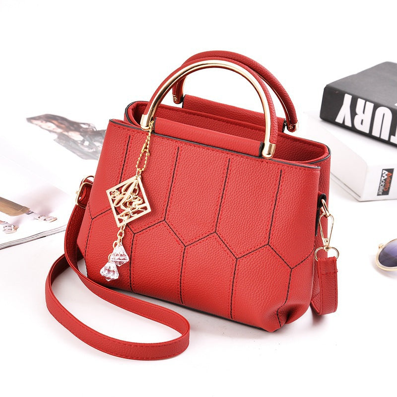 Bolso de mano con bordado de color liso, sencillo e informal, a la moda para mujer