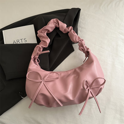 Bolso de hombro plisado de color sólido con diseño de moda