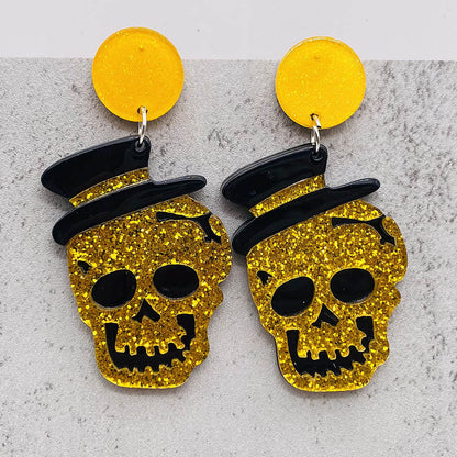 Halloween Women Fashion Acrylic Horror Skull Earrings