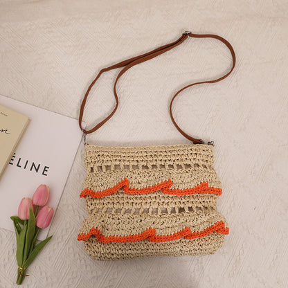 Bolso tote tejido informal de estilo bohemio para vacaciones