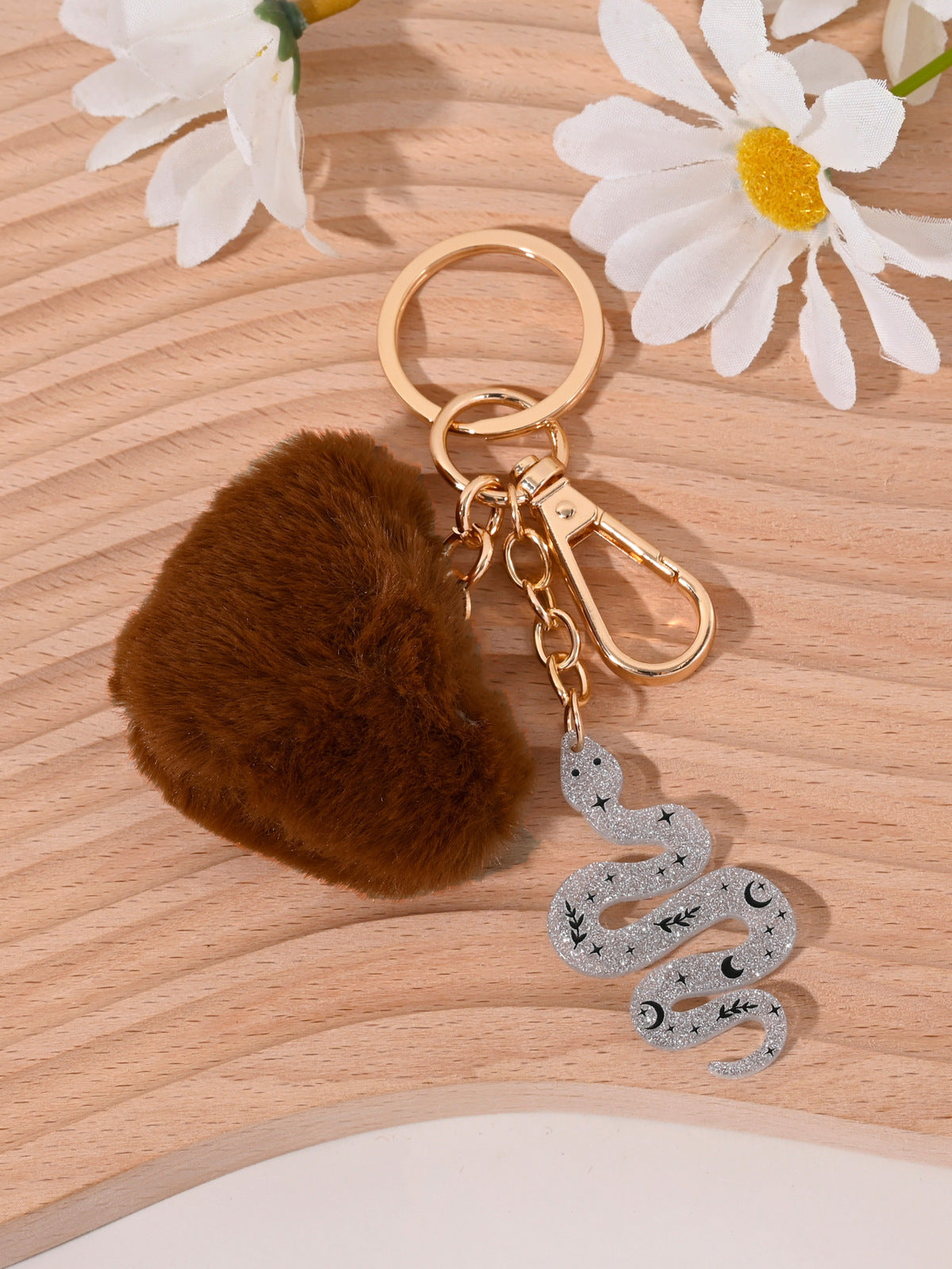Plush Heart Snake Pendant Keychain Lovable Wind Style