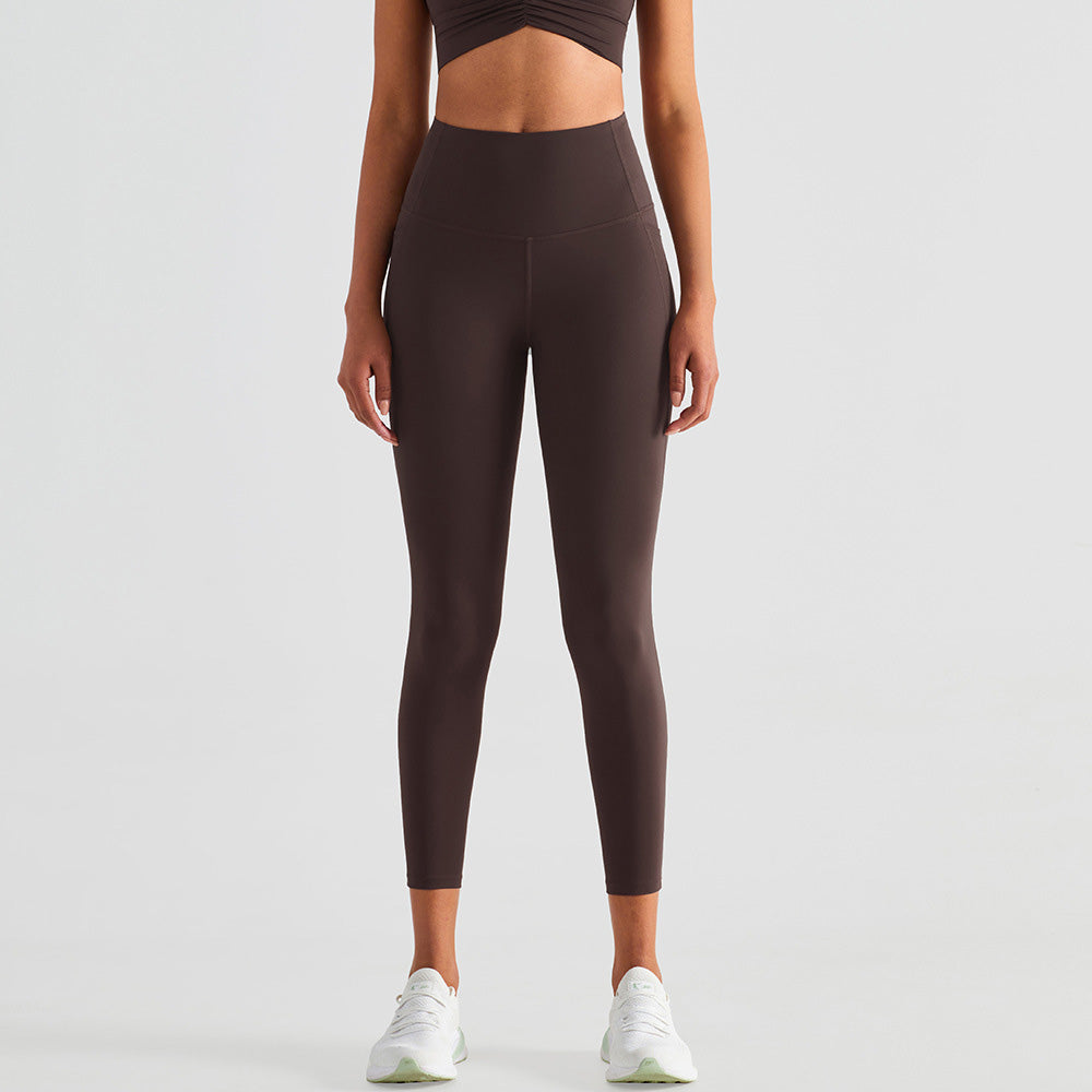 Pantalon de yoga taille haute uni pour femme