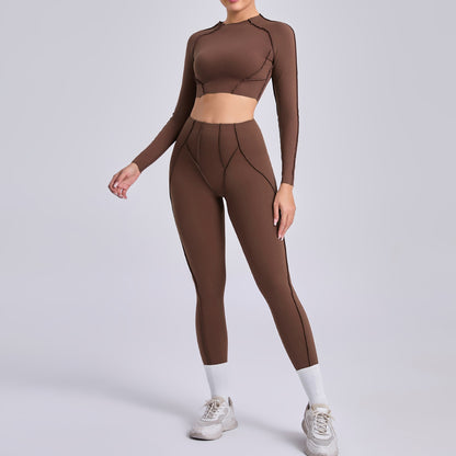 Ensemble haut court et leggings plissés pour le yoga et le sport