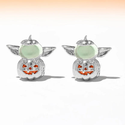 Pendientes creativos de Halloween con dibujos animados de cobre bañados en oro
