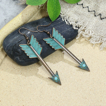Boucles d'oreilles à pampilles turquoise de style ethnique bohème