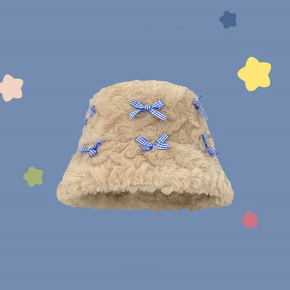Sombreros de pescador de felpa de moda para mujer en color caqui y blanco
