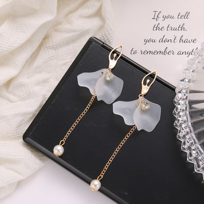 Women Fashion Elegant Solid Color Petal Drop Earrings