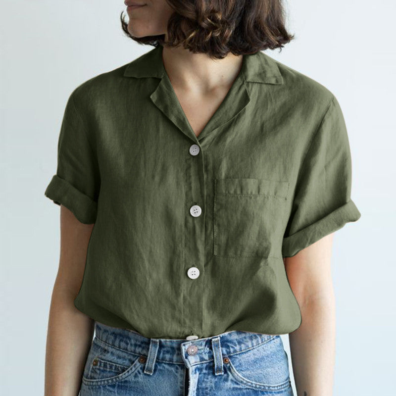 Blusa casual de color sólido de moda para mujer