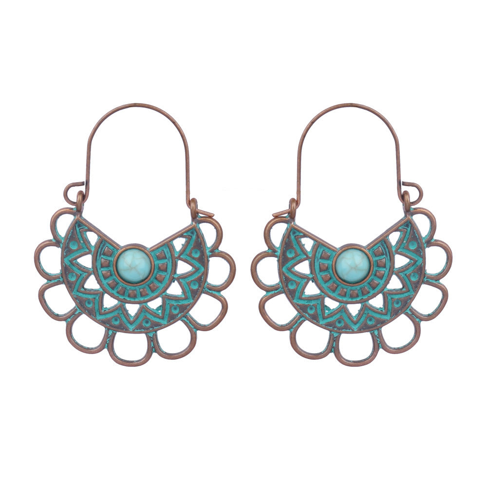 Boucles d'oreilles turquoise de style ethnique bohème