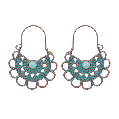 Boucles d'oreilles turquoise de style ethnique bohème