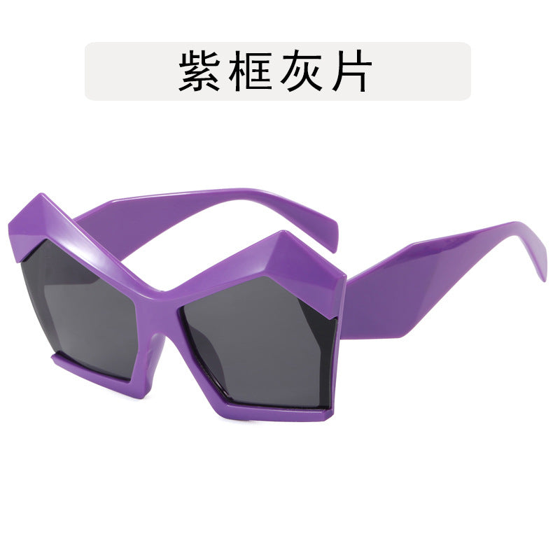 Gafas de sol con diseño de gato, estilo retro, con montura grande y polígono de moda