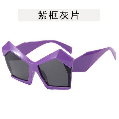 Gafas de sol con diseño de gato, estilo retro, con montura grande y polígono de moda
