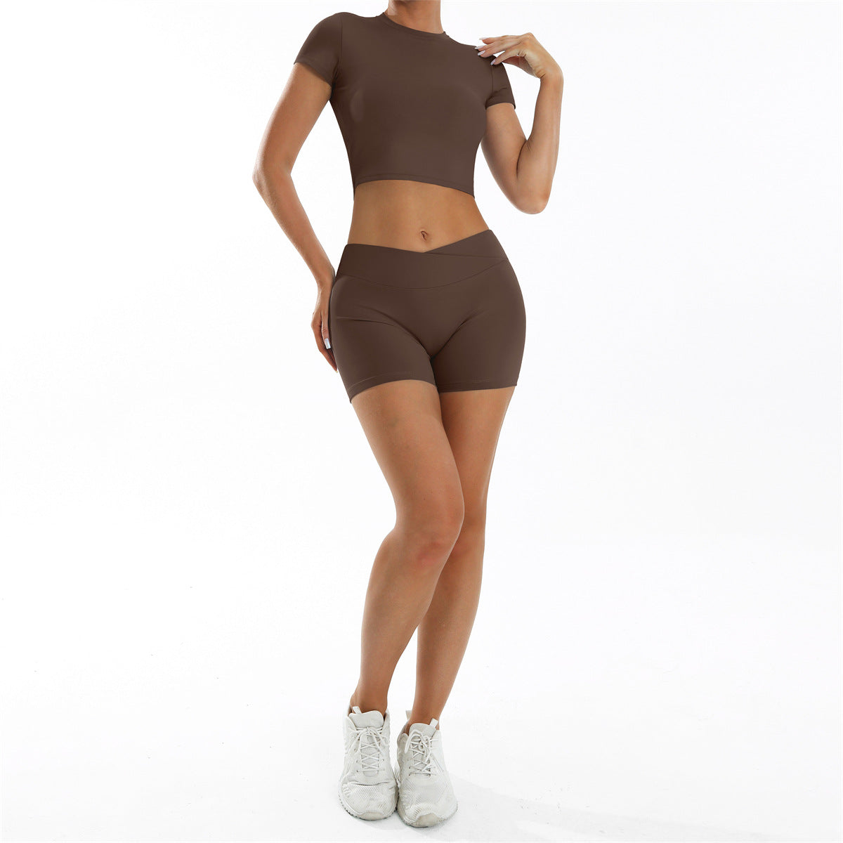 Women Yoga Solid Color Sports Two-Piece Set