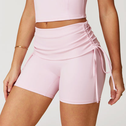 Short de yoga décontracté de couleur unie pour femme