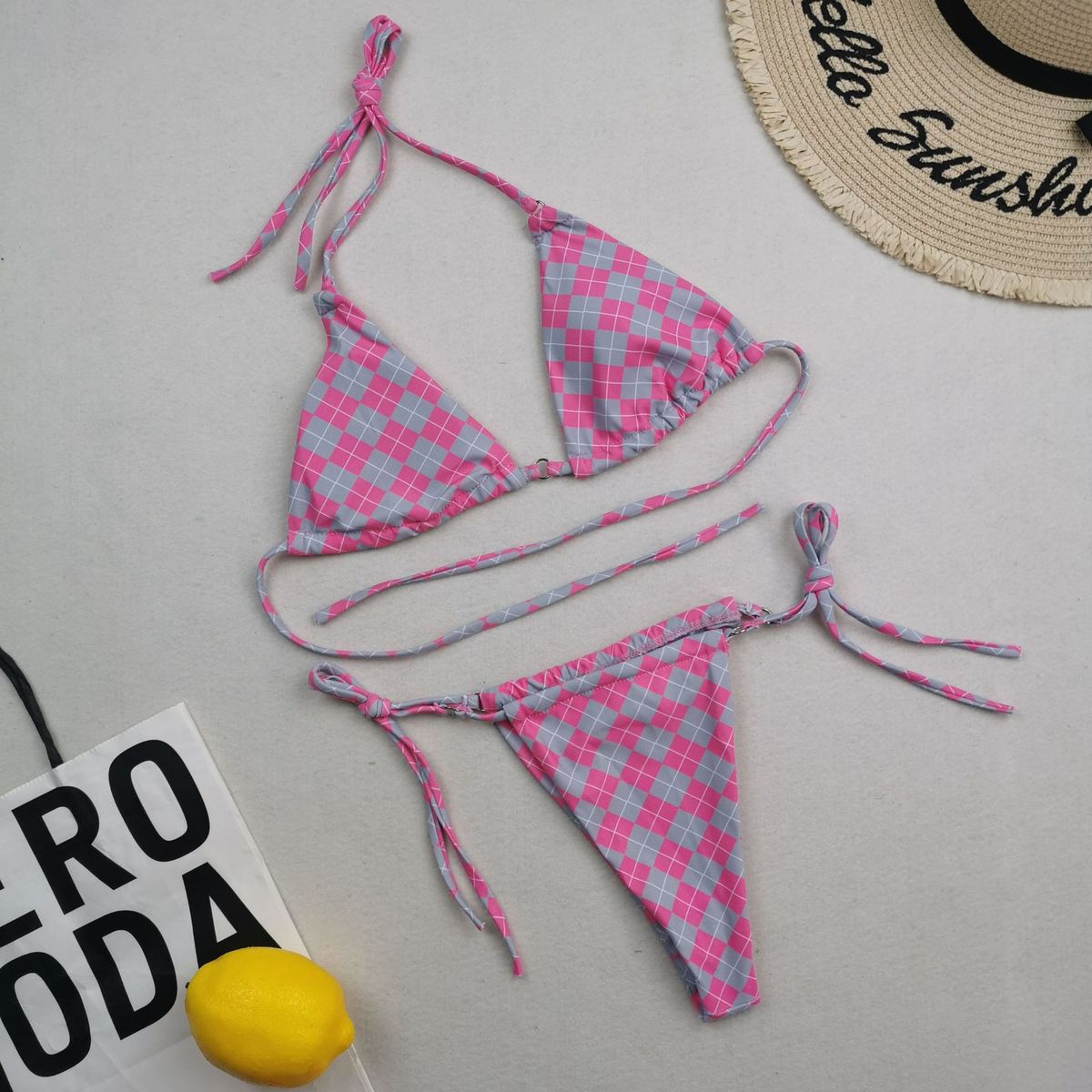 Women Sexy Lace-Up Print Bikini