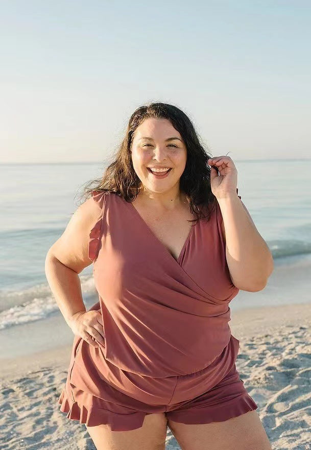 Combinaison sexy grande taille à imprimé, col en V, sans manches, à la mode pour femmes